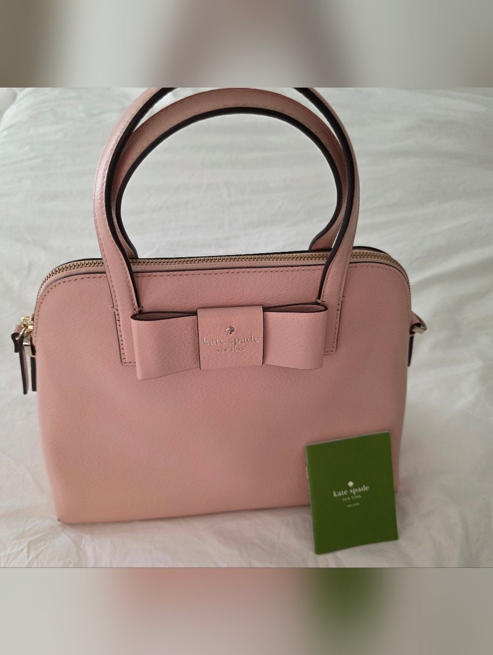 kate spade blush pink leather bow satchel